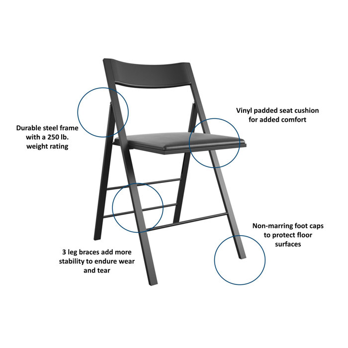 COSCO Modern Slim Line Vinyl Padded Folding Chairs & Reviews Wayfair